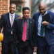 Martese Johnson (center) and his lawyer, Daniel Watkins (right), walk to the Charlottesville District Court in Virginia before Johnson’s hearing March 26, 2015.
Zach Gibson/Getty Images